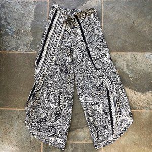 Umgee High Waisted Print Wrap Gaucho Pants